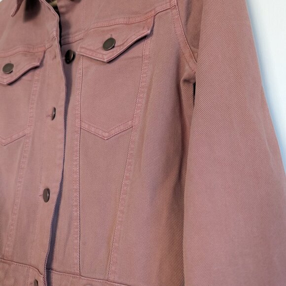 Faherty Jean Jacket Shirt Dress Organic Cotton Brownie Pink Button Casual XS NWT - Picture 15 of 16